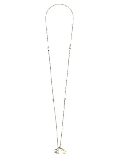 Dolce & Gabbana Logo Drop Necklace Jewelry In Silver