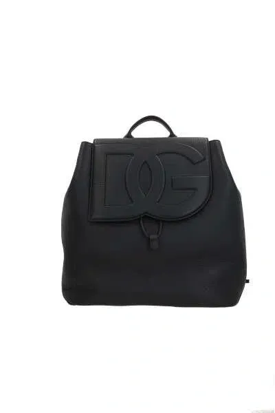 Dolce & Gabbana Logo Embossed Backpack In Black