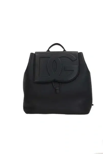 Dolce & Gabbana Logo-embossed Leather Backpack In Schwarz