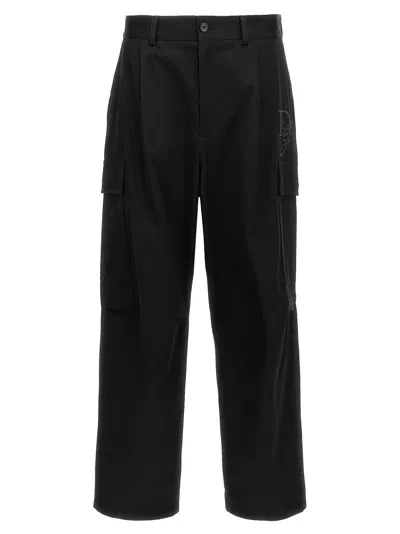 Dolce & Gabbana Logo Embroidery Pants In Black