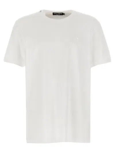 Dolce & Gabbana Logo Embroidery T-shirt In Bianco Ottico