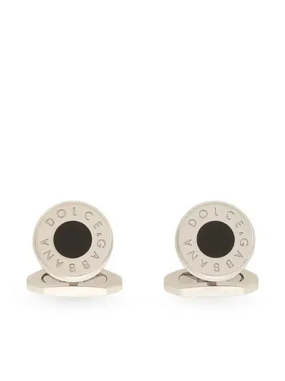 Dolce & Gabbana Logo-engraved Cufflinks In Silver