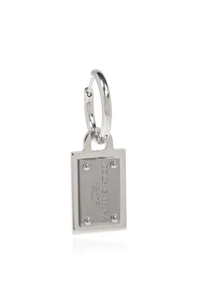 Dolce & Gabbana Logo Engraved Single Earring In Silver