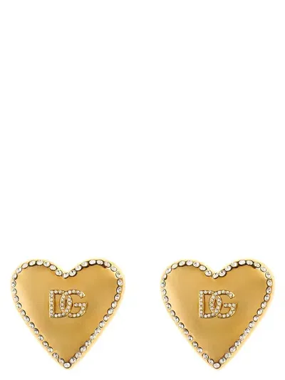 Dolce & Gabbana Logo Heart Earrings Jewelry In Gold