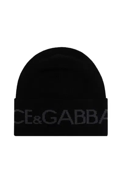 Dolce & Gabbana Logo-intarsia Beanie In Black