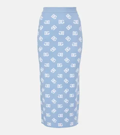 Dolce & Gabbana Logo Midi Skirt In Blue