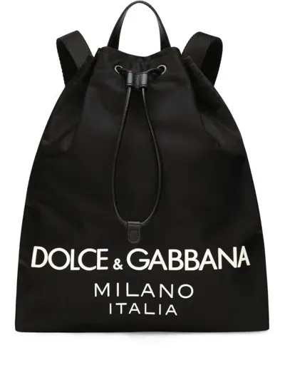 Dolce & Gabbana Logo Nylon Backpack In Black