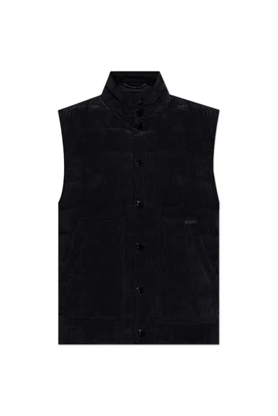 Dolce & Gabbana Logo Patch Corduroy Jacket In Black