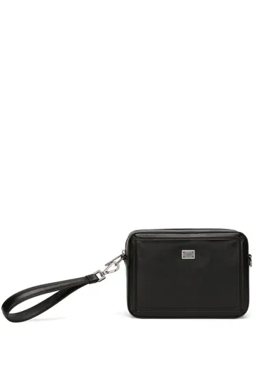 Dolce & Gabbana Logo-plaque Crossbody Bag In Black