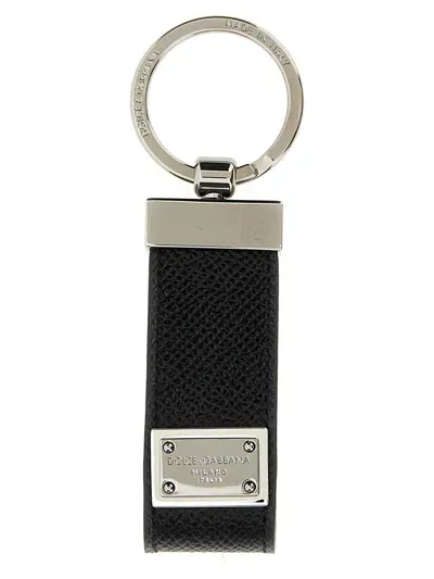 Dolce & Gabbana Logo Plaque Keyring In Black