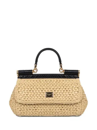 Dolce & Gabbana Sicily Elongated Crochet Raffia Bag In Multicolor