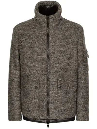 Dolce & Gabbana Logo-plaque Wool Jacket In Grey