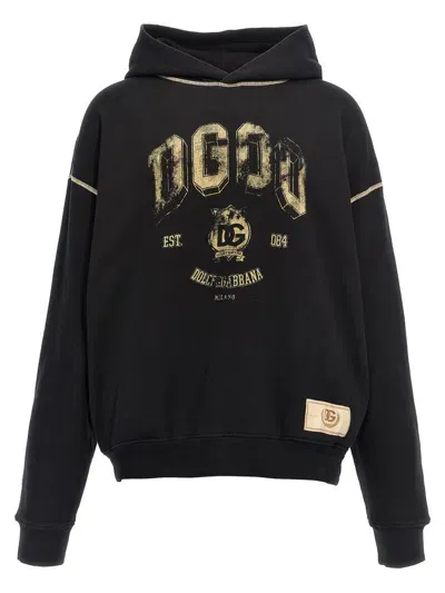 Dolce & Gabbana Logo Print Hoodie In Black