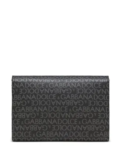 Dolce & Gabbana Logo-print Leather Shoulder Bag In Black