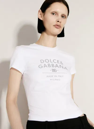 Dolce & Gabbana Logo-print Cotton-blend T-shirt In White