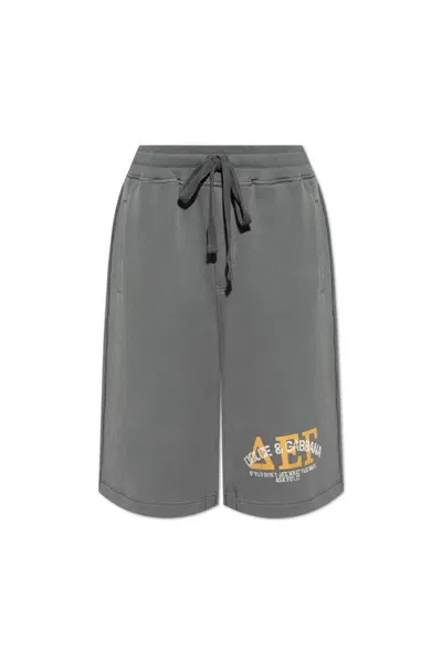 Dolce & Gabbana Logo-print Track Shorts In Grey