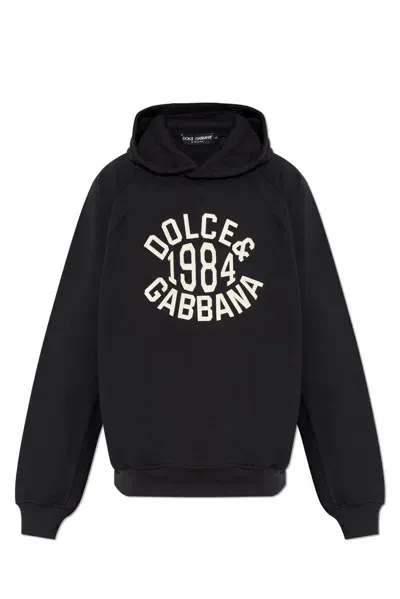 Dolce & Gabbana Logo Print Hoodie In Black