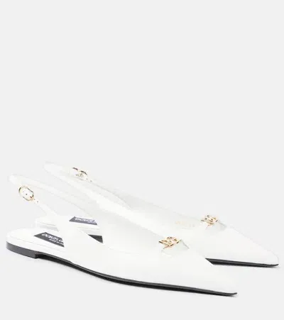 Dolce & Gabbana Lollo Leather Ballet Flats In White