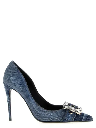 Dolce & Gabbana Distressed High Heel Pumps In Blue