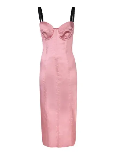 Dolce & Gabbana Satin Calf-length Corset Dress In Pink