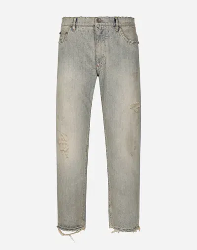 Dolce & Gabbana Loose Denim Jeans With Abrasions In マルチカラー