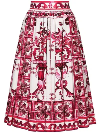 Dolce & Gabbana Graphic-print High-waisted Skirt In Multicolor