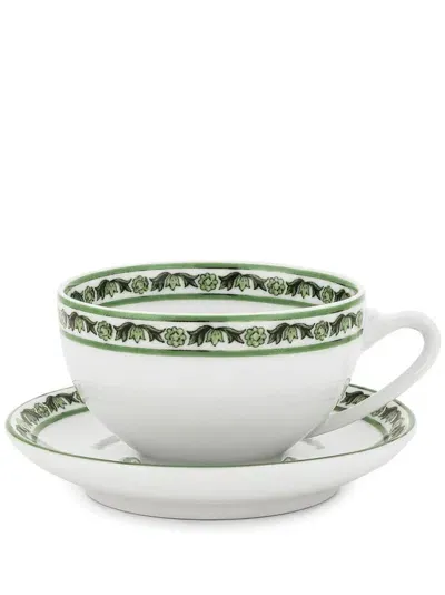 Dolce & Gabbana Maiolica-trim Teacups (set Of Two) In White