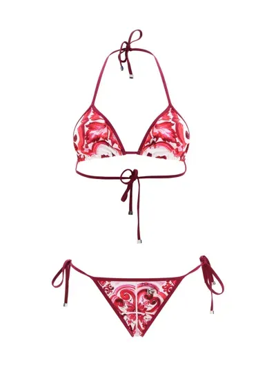 Dolce & Gabbana Maiolica-print Bikini Set In Multicolor