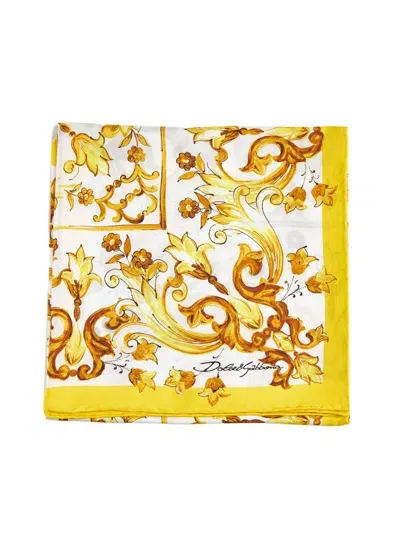 Dolce & Gabbana Majolica Print Silk Scarf In Multi