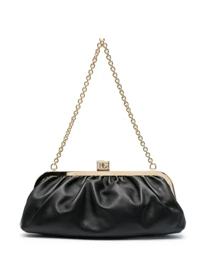 Dolce & Gabbana Maria Nappa Leather Clutch In Black