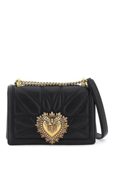 Dolce & Gabbana Medium Devotion Bag In Quilted Nappa Leather In Nero (black)