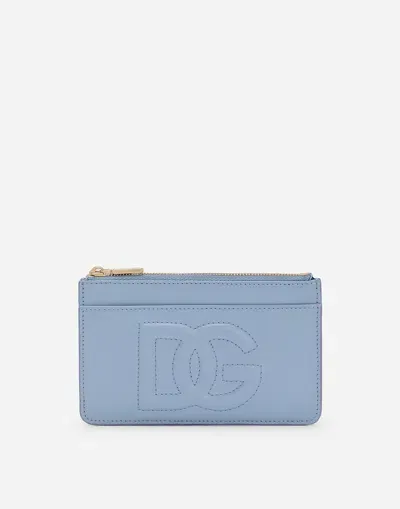 Dolce & Gabbana Medium Dg Logo Card Holder In Light Blue