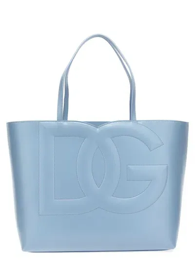 Dolce & Gabbana Medium 'logo' Shopping Bag In Blue