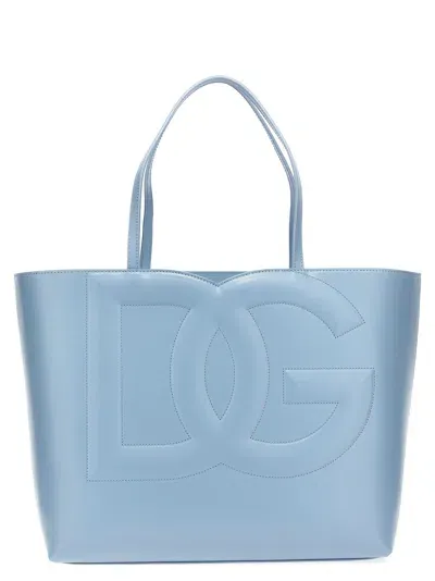 Dolce & Gabbana Medium Dg Logo Tote Bag In Light Blue