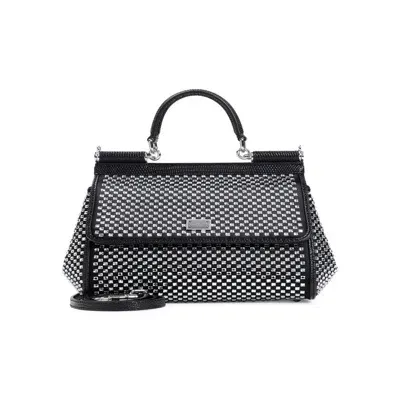 Dolce & Gabbana Black Crytal Details Handbag