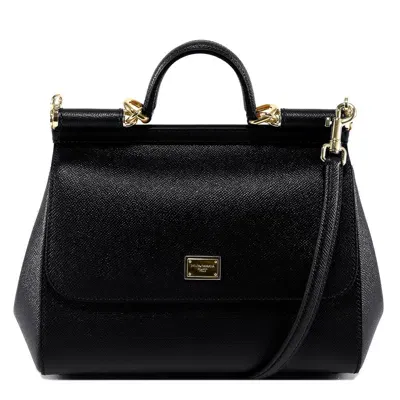 Dolce & Gabbana Medium Sicily Shoulder Bag In Black