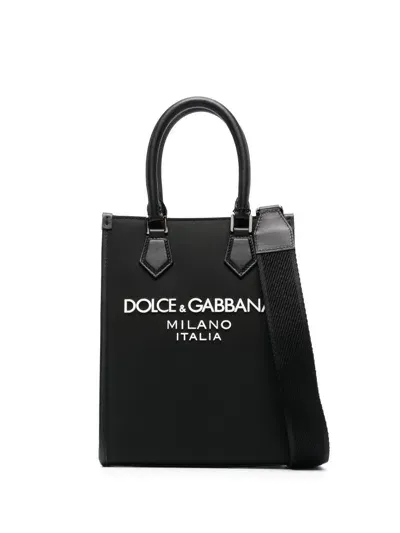 Dolce & Gabbana Small Raised Logo Tote Bag In Black