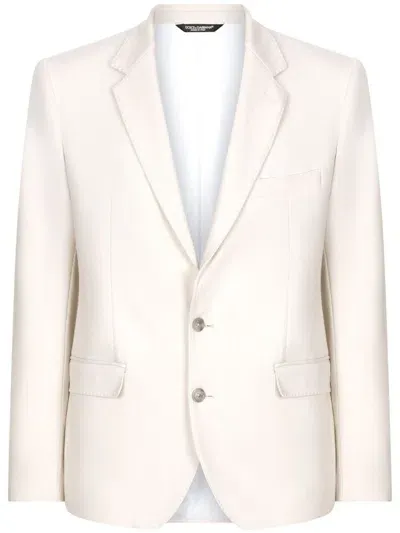 Dolce & Gabbana Single-breasted Notched-lapels Blazer In Beige