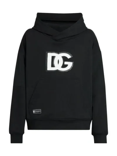 Dolce & Gabbana Men's Logo Cotton Hoodie In Nero