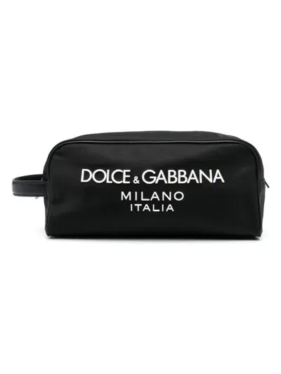 Dolce & Gabbana Rubberized Logo Beauty Case In Black