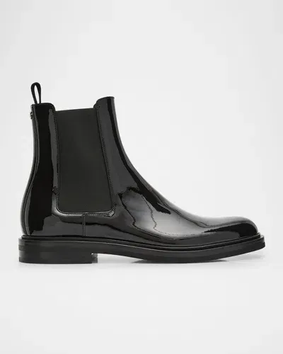 Dolce & Gabbana Men's Patent Leather Chelsea Boots In Blk