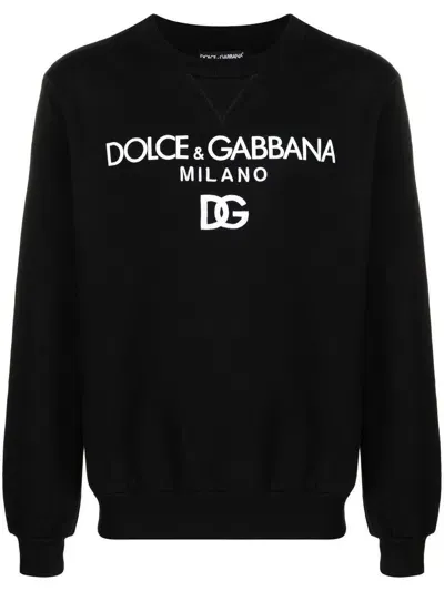 Dolce & Gabbana Luxury Cotton Sweatshirt With Iconic Logo And Comfortable Fit In Black