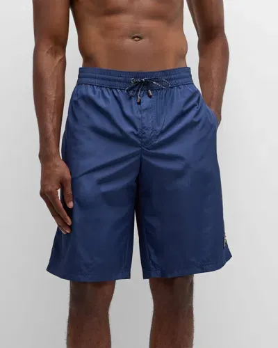 Dolce & Gabbana Logo Plaque Drawstring Swim Shorts In Blue