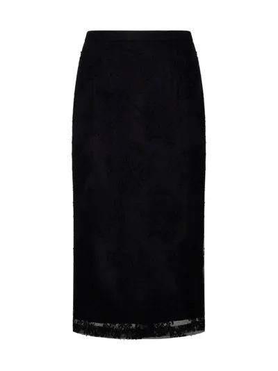 Dolce & Gabbana Floral Lace Pencil Skirt In Black