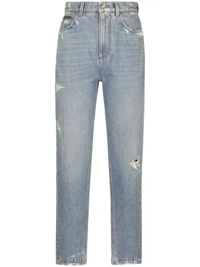 Dolce & Gabbana Mini-ripped Detail Jeans In Blue