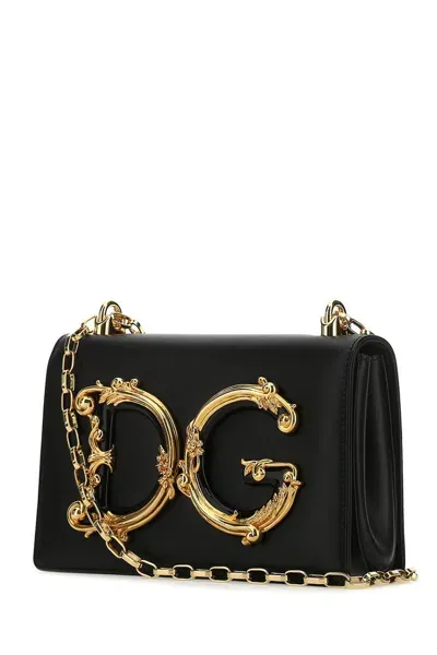 Dolce & Gabbana Nappa Leather Dg Girls Bag In Black