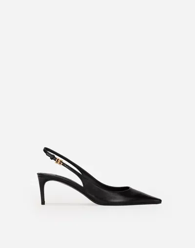 Dolce & Gabbana Nappa Leather Slingbacks In Black