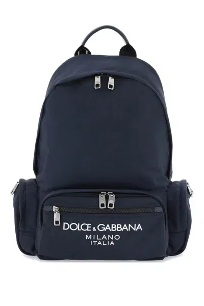 Dolce & Gabbana Nylon Backpack With Logo In Black