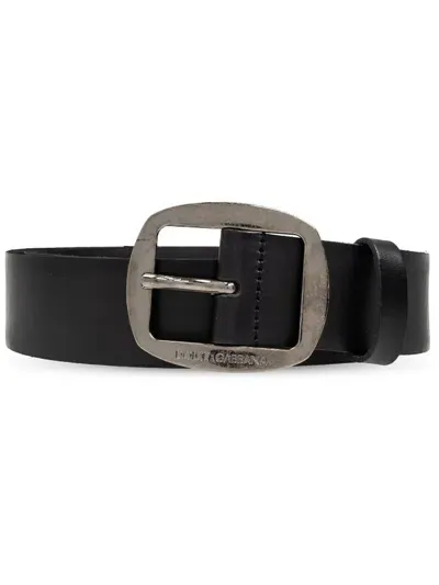 Dolce & Gabbana Old Washed Cowhide Belt In Black