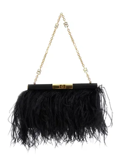 Dolce & Gabbana Ostrich Feather Pochette In Black